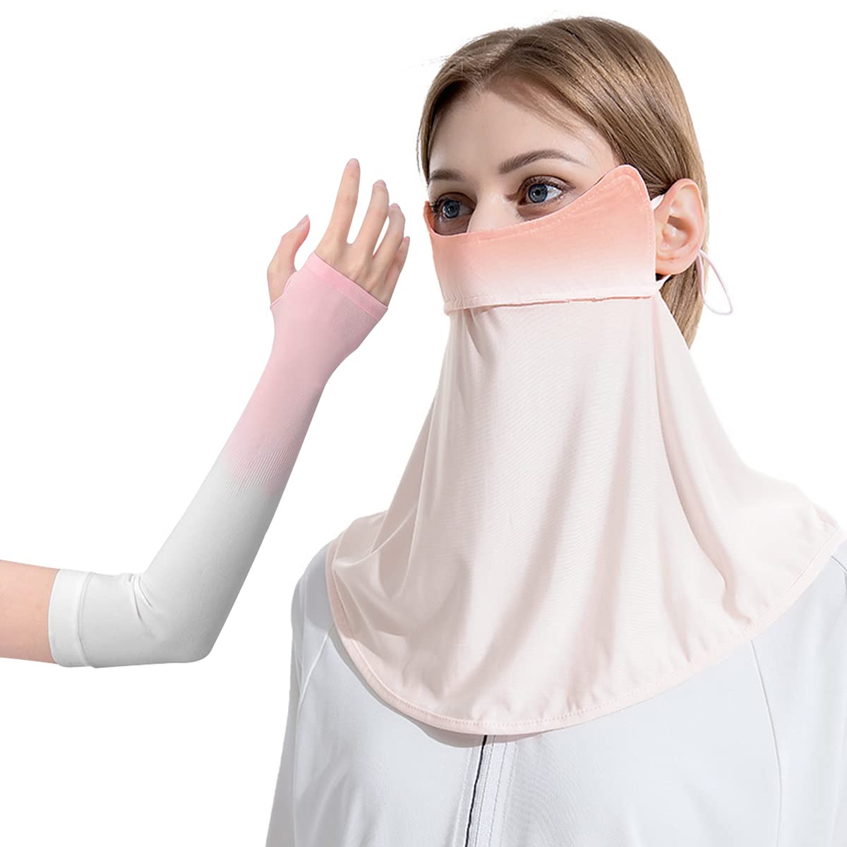 PALAY Cooling Face Mask & Arm Sleeves Set, Face Cover for Women Sun Protection, Adjustable Face Neck Covering and Arm Sleeve Set for Cycling, Sport, Golfing - UPF 50+, Breathable & Washable PALAY Cooling Face Mask & Arm Sleeves Set, Face Cover for Women Sun Protection, Adjustable Face Neck Covering and Arm Sleeve Set for Cycling, Sport, Golfing - UPF 50+, Breathable & Washable